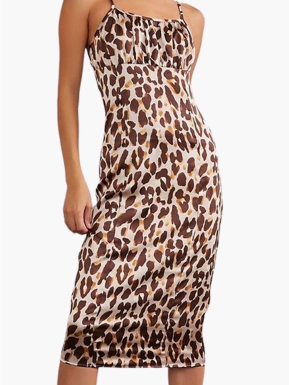 Forever 21 Leopard Print Satin Maxi Slip Dress Size S
